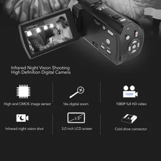 Full HD videocamera - digitale camcorder - zwart