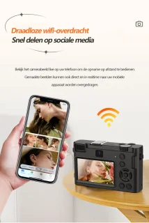 Gloovon 5K Digitale Camera 64MP Zwart