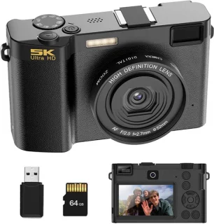 Gloovon 5K Digitale Camera 64MP Zwart