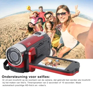 Handheld Videocamera 16MP HD1080P Rood