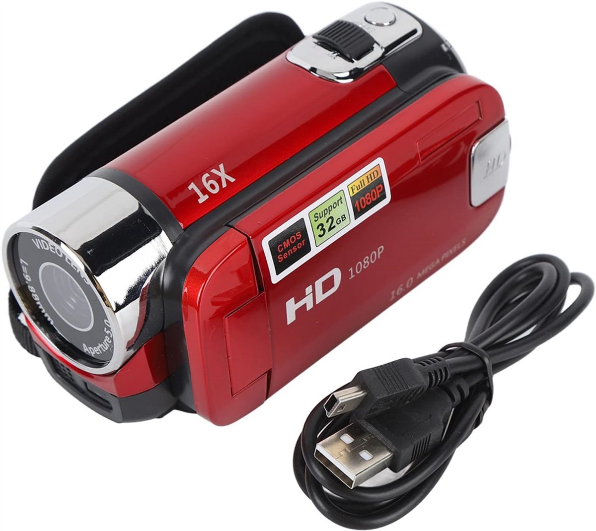 De Handheld Videocamera 16MP HD1080P Rood in één oogopslag