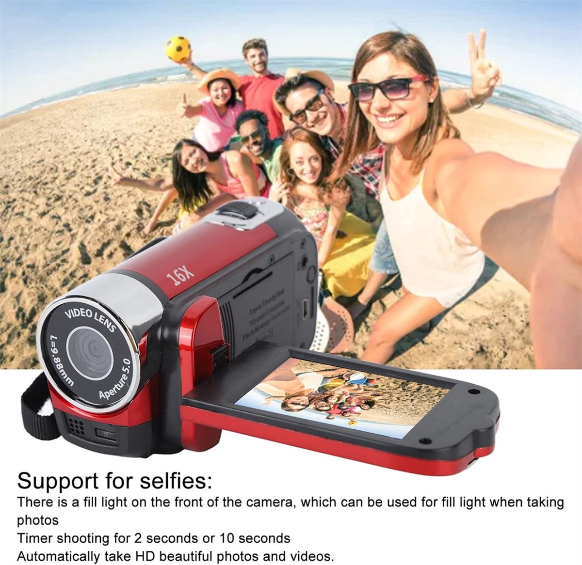 Wat vinden we goed aan de Handheld Videocamera 16MP HD1080P Rood