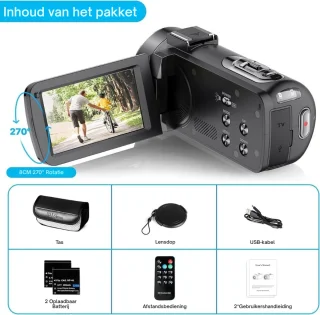 Handycam Videocamera 1080p 36MP Zwart