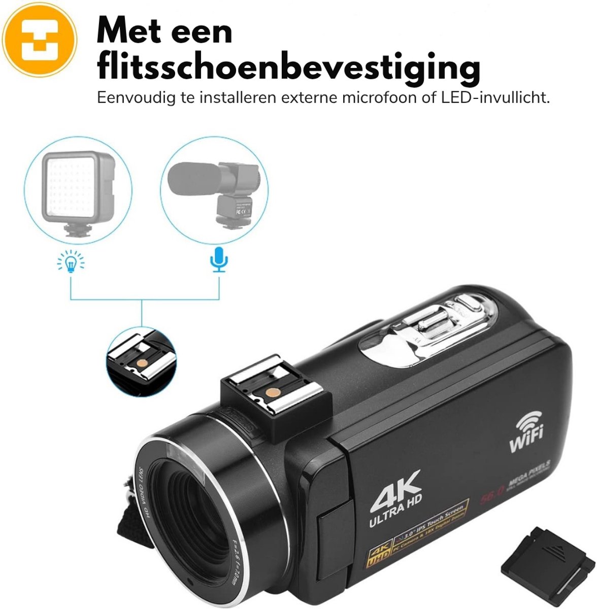 Wat vinden we goed aan de Handycam Vlogcamera 4K 56MP Zwart