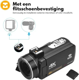 Handycam Vlogcamera 4K 56MP Zwart
