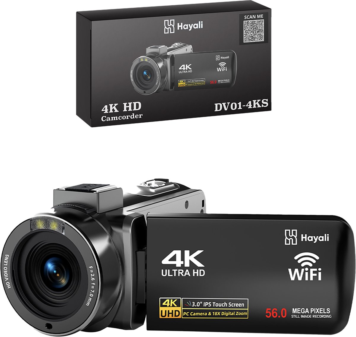 De HAYALI 4K Ultra HD Handycam Camcorder 2-in-1 Set in één oogopslag