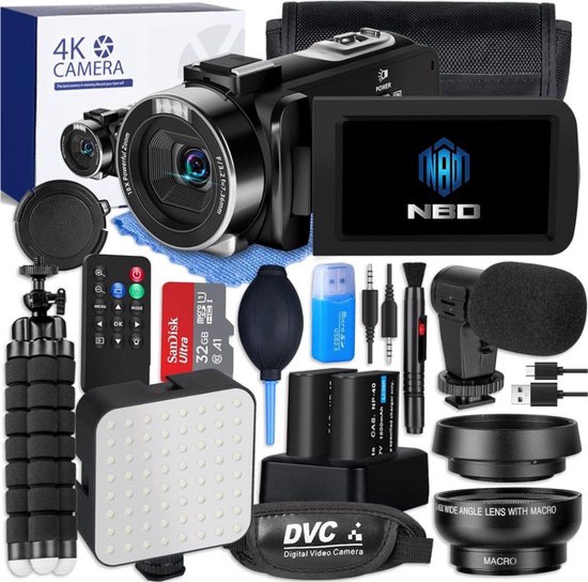 De Luxe Handycam 4K Digitale Compacte Vlog Camera Zwart in één oogopslag