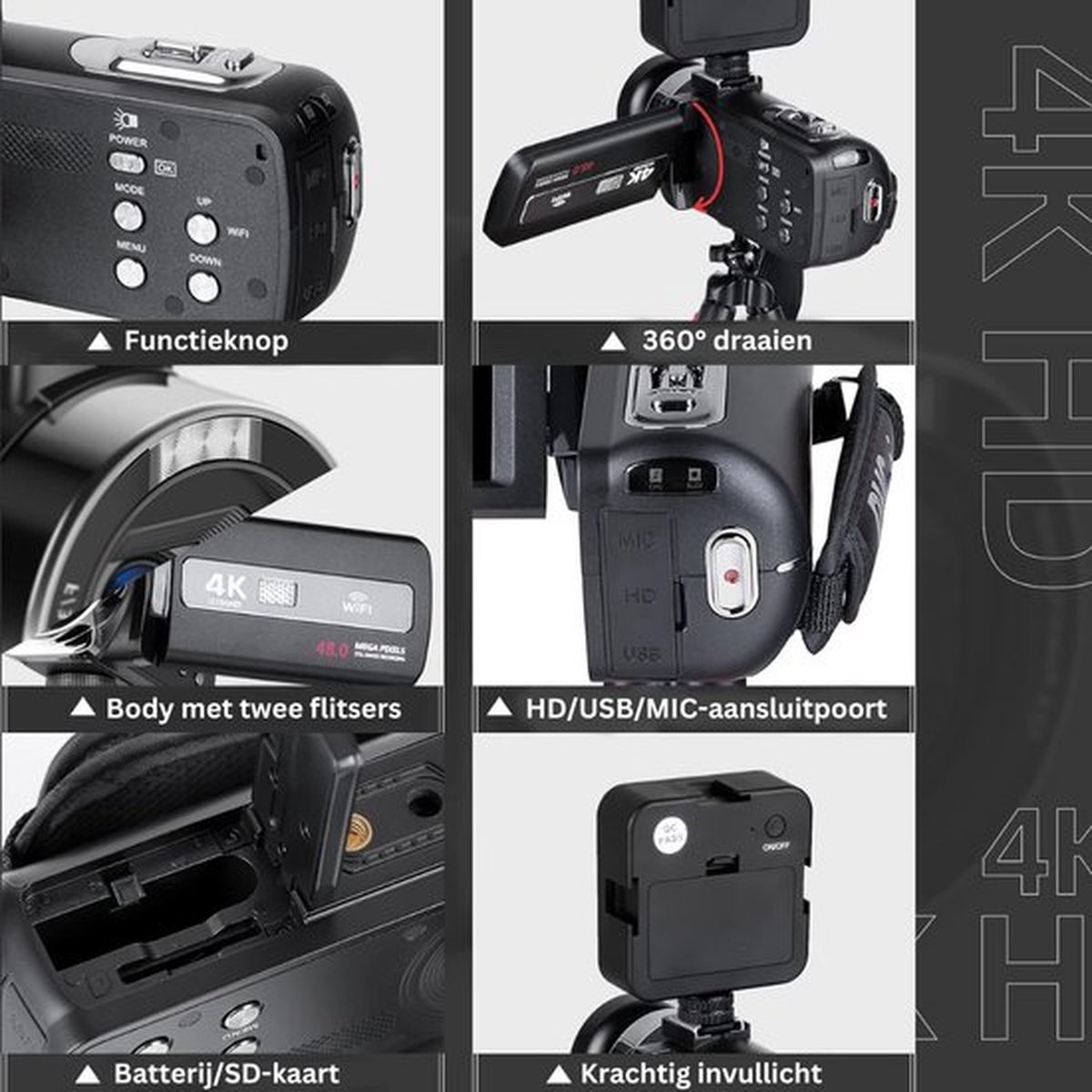 Wat vinden we goed aan de Luxe Handycam 4K Digitale Compacte Vlog Camera Zwart