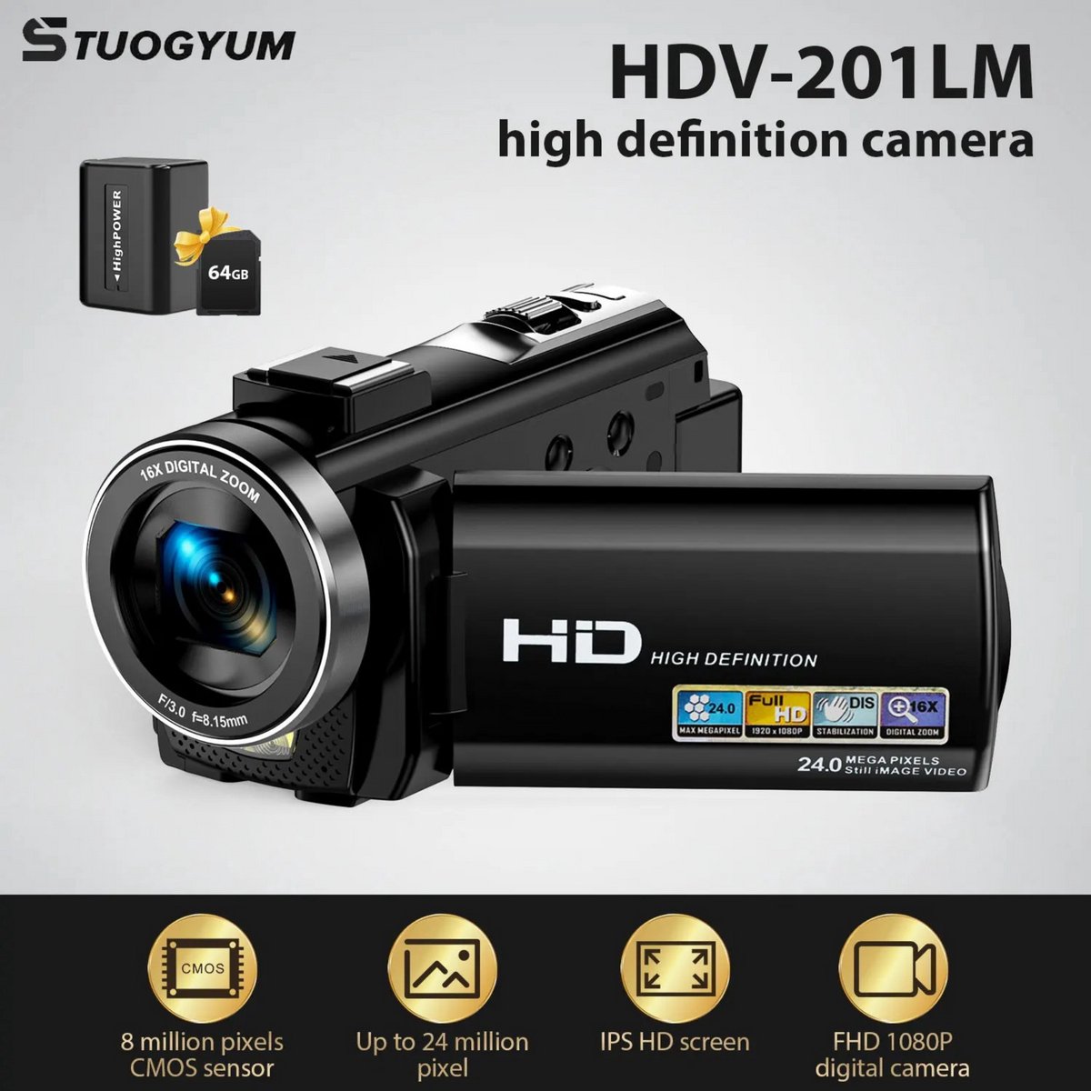 De Merk Digitale Camera Full HD 1080P 24MP 3.0" LCD in één oogopslag