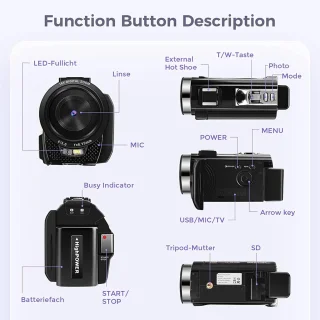 Merk Digitale Camera Full HD 1080P 24MP 3.0" LCD
