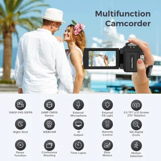 Merk Digitale Camera Full HD 1080P 24MP 3.0" LCD