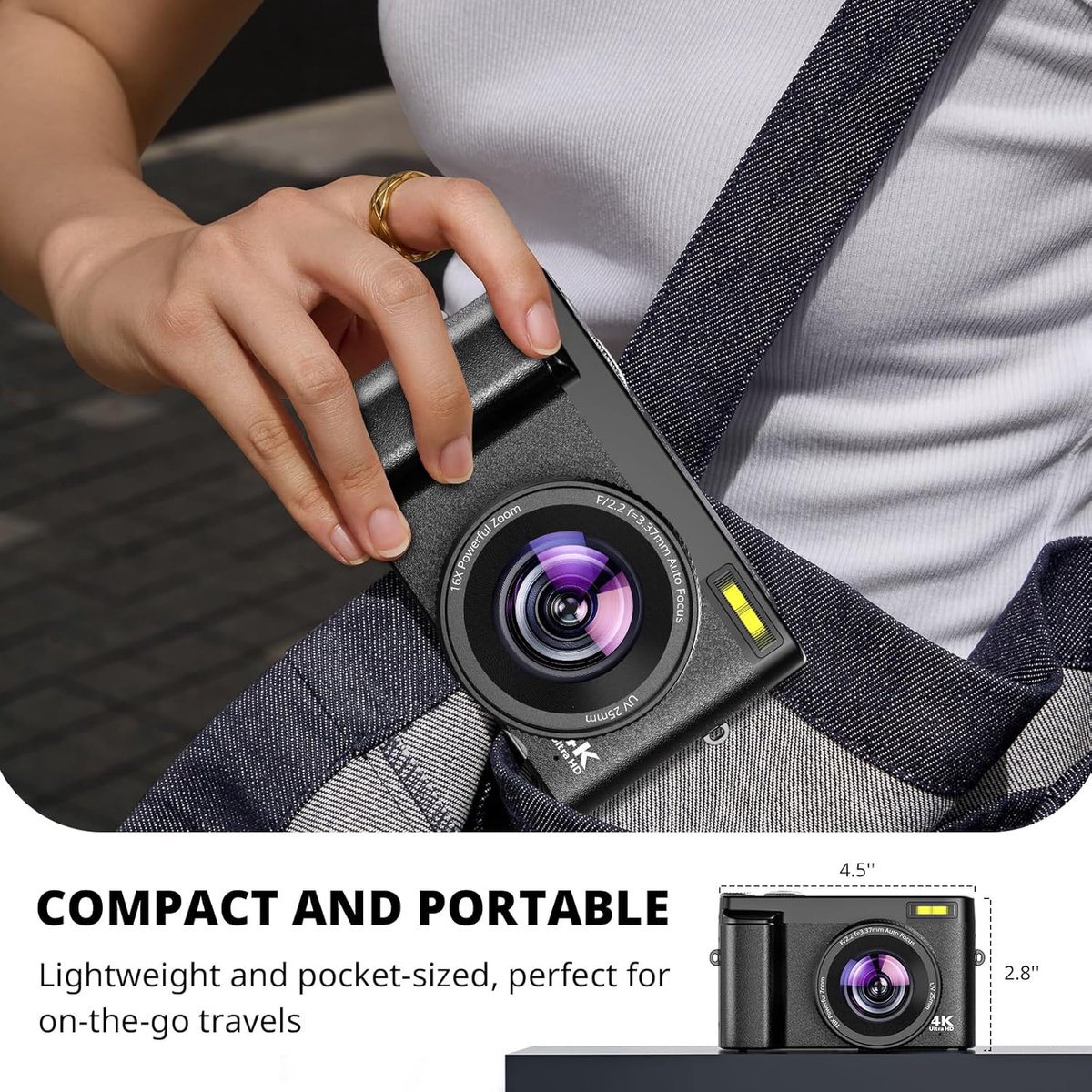 Wat vinden we goed aan de RFWR® Compacte 4K Digitale Camera
