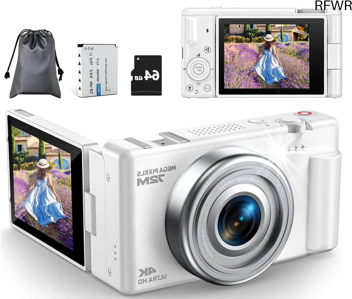 De RFWR® Compacte Digitale Camera 4K 72MP in één oogopslag