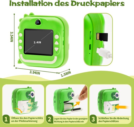 RFWR® Digitale Kinderinstantcamera 12MP 1080p 2,4" met 32GB SD en Printtechnologie review