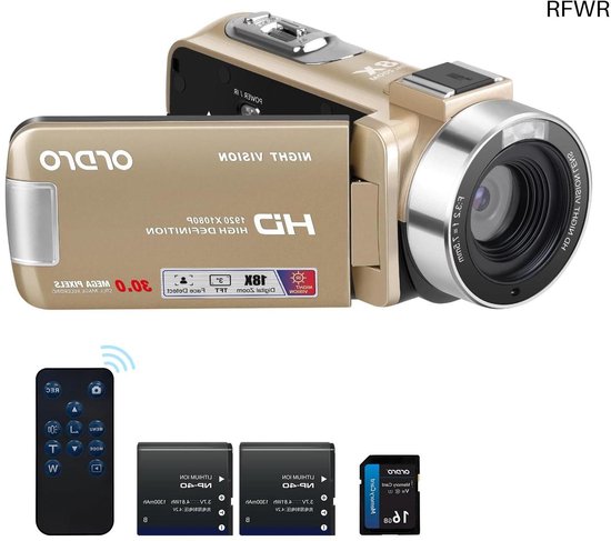 RFWR Full HD 1080P Videocamera 18x Zoom 270° Scherm review