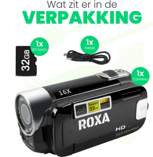 Roxa Retro Digitale Camera 16MP 1080P Zwart