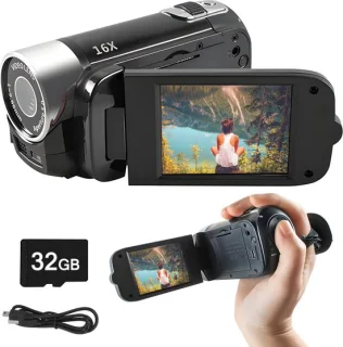 Roxa Retro Digitale Camera 16MP 1080P Zwart