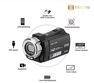 TRESTO - Handycam Camcorder - Zwart