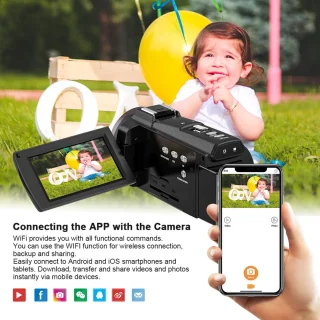 Videocamera 4K HD 48MP 16x Zoom Zwart
