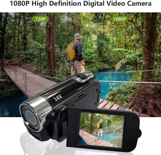 Videocamera-camcorder 16x 1080P 30FPS zwart