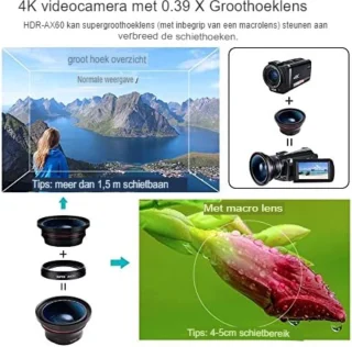 Videocamera Digitaal 4K Zwart