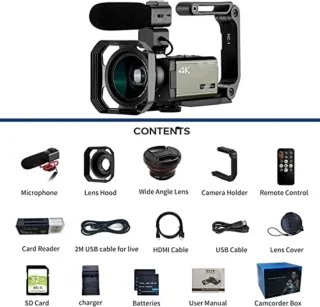 Videocamera Digitaal 4K Zwart