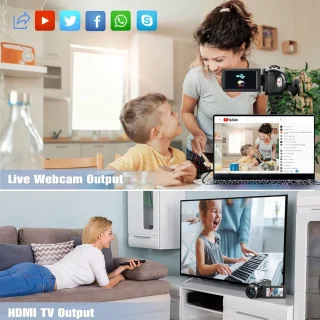 Videocamera vlogcamera camcorder zwart