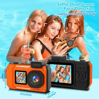 Waterdichte digitale camera 1080P Full HD 28.8MP oranje