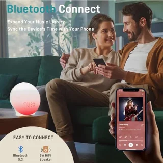 Lichtwekker met Bluetooth speaker en FM-radio – Dual alarm met zonsopgang simulatie