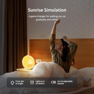 Lichtwekker met Bluetooth speaker en FM-radio – Dual alarm met zonsopgang simulatie