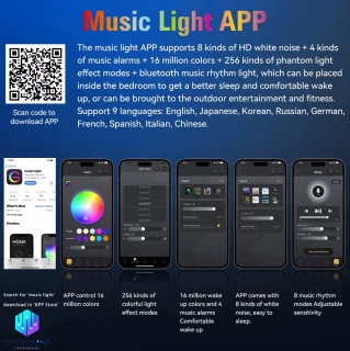 Big G-Light - Wake-up Light -APP-bediening -Wekker - Sfeerlamp -Nachtlamp- FS Fusion Pack Groot G-Lamp – Smart Tafellamp met Bluetooth Speaker, 15W Draadloos Opladen, RGB Kleurenlicht,– Moderne Nachtlamp met Wekker – USB Oplaadbaar – Kerst Cadeau