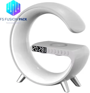 Big G-Light - Wake-up Light -APP-bediening -Wekker - Sfeerlamp -Nachtlamp- FS Fusion Pack Groot G-Lamp – Smart Tafellamp met Bluetooth Speaker, 15W Draadloos Opladen, RGB Kleurenlicht,– Moderne Nachtlamp met Wekker – USB Oplaadbaar – Kerst Cadeau