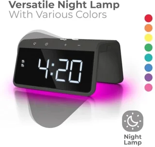 Digitale Wekker met Oplaadstation en Wake Up Light - Dimbare LED-display - Grijs