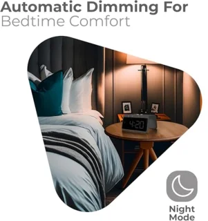 Digitale Wekker met Oplaadstation en Wake Up Light - Dimbare LED-display - Grijs