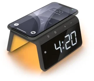 Digitale Wekker met Oplaadstation en Wake Up Light - Dimbare LED-display - Grijs