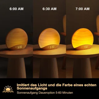 Lichtwekker met Zonsopgang en Dimbare Klok - Rustgevende Geluiden en Nachtlampje voor Volwassenen en Kinderen