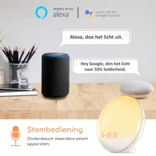 Wake Up light- Lichtwekker - Wekkerradio met natuurgeluiden – Nachtlampje – Bedlamp – Zonlicht simulatie – Smartapp