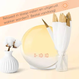 Wake Up light- Lichtwekker - Wekkerradio met natuurgeluiden – Nachtlampje – Bedlamp – Zonlicht simulatie – Smartapp