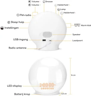 Wake Up light- Lichtwekker - Wekkerradio met natuurgeluiden – Nachtlampje – Bedlamp – Zonlicht simulatie – Smartapp