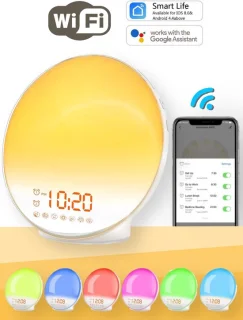 Wake Up light- Lichtwekker - Wekkerradio met natuurgeluiden – Nachtlampje – Bedlamp – Zonlicht simulatie – Smartapp