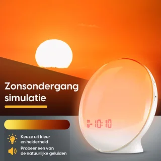 ProSova Wake Up Light met App Pro - Slaaptrainer - Wekkerradio - Nachtlamp - Dubbele Wektijd - 7 Kleuren - USB aansluiting - Google Home - + Gratis (E)-Slaapboek