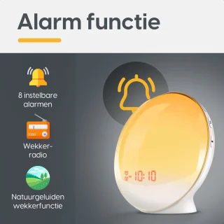 ProSova Wake Up Light met App Pro - Slaaptrainer - Wekkerradio - Nachtlamp - Dubbele Wektijd - 7 Kleuren - USB aansluiting - Google Home - + Gratis (E)-Slaapboek