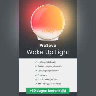 ProSova Wake Up Light met App Pro - Slaaptrainer - Wekkerradio - Nachtlamp - Dubbele Wektijd - 7 Kleuren - USB aansluiting - Google Home - + Gratis (E)-Slaapboek