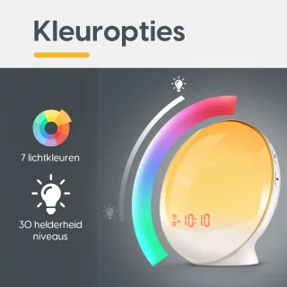 ProSova Wake Up Light met App Pro - Slaaptrainer - Wekkerradio - Nachtlamp - Dubbele Wektijd - 7 Kleuren - USB aansluiting - Google Home - + Gratis (E)-Slaapboek