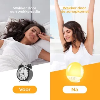 Wake up light – Wekkerradio – Nachtlamp – Bedlamp – Lichttherapielamp – Wit