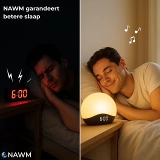 NAWM® Premium Wake Up Light - Digitale Wekker - Lichtwekker - Nachtlampje - Wekker - Bluetooth - 20 Helderheid niveaus - 25 Ontspanningsgeluiden - Incl. Nederlandse handleiding, EU stekker & Slaapgids