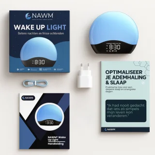NAWM® Premium Wake Up Light - Digitale Wekker - Lichtwekker - Nachtlampje - Wekker - Bluetooth - 20 Helderheid niveaus - 25 Ontspanningsgeluiden - Incl. Nederlandse handleiding, EU stekker & Slaapgids