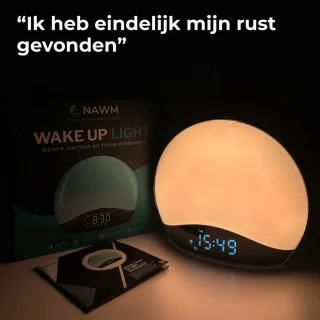 NAWM® Premium Wake Up Light - Digitale Wekker - Lichtwekker - Nachtlampje - Wekker - Bluetooth - 20 Helderheid niveaus - 25 Ontspanningsgeluiden - Incl. Nederlandse handleiding, EU stekker & Slaapgids
