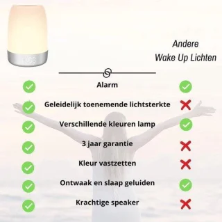 Wake Up Light - 5 LED Kleuren - Natuurgeluiden - Wit - Nachtlampje - Slaaptrainer - Leeslamp - Tafellamp - Bedlamp Kinderen - Digitale Alarmklok en Wekker - Lichtwekker - Leeslampje - Wekkerradio - Wekker met Licht - Digitale Alarmklok - Slaapwekker