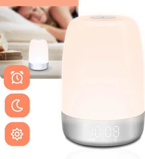 Wake Up Light - 5 LED Kleuren - Natuurgeluiden - Wit - Nachtlampje - Slaaptrainer - Leeslamp - Tafellamp - Bedlamp Kinderen - Digitale Alarmklok en Wekker - Lichtwekker - Leeslampje - Wekkerradio - Wekker met Licht - Digitale Alarmklok - Slaapwekker